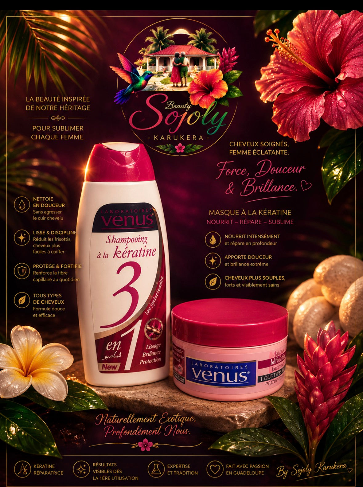🌺 SHAMPOOING & MASQUE À LA KÉRATINE VENUS 🌺